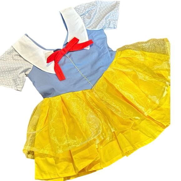 Wild Rich Kids 3/4T Snow White Dress Handmade Princess Costume Yellow Blue Red - Picture 2 of 6